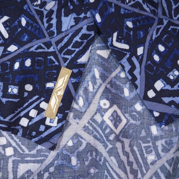 VTG Blue Geometric Hawaiian Shirt Mens Lg SOFT Natural Issue Short Sleeve Button - Picture 13 of 16